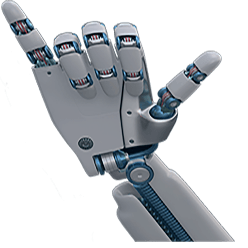 Robotic hand displaying the "Shaka" symbol of thumb and pinky fingers extended on a closed fist. Shaka Web Design Services where websites are designed with Aloha.
